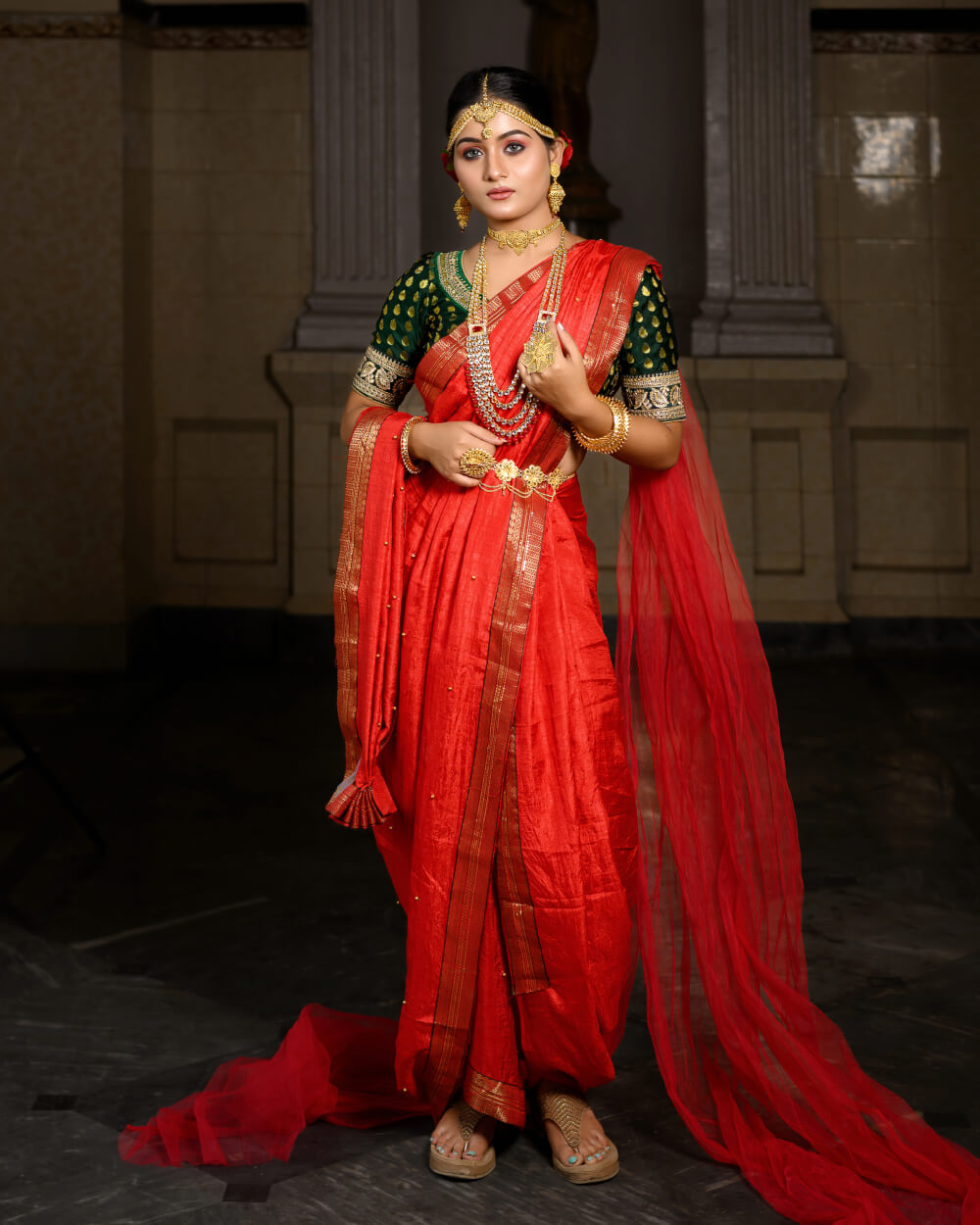 Traditional Bridal Saree - XL, Red