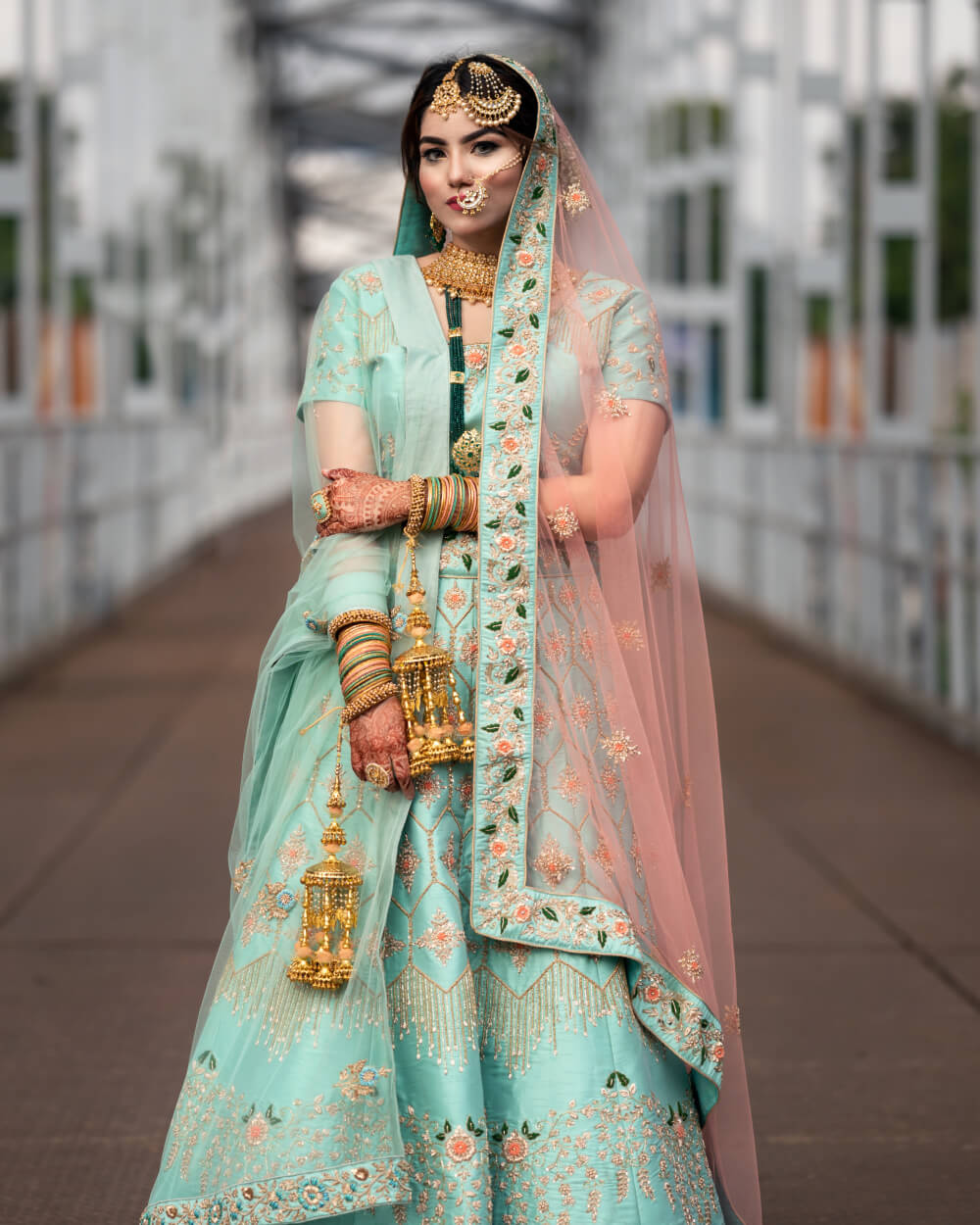 Wedding Lehenga Set - Green, XL