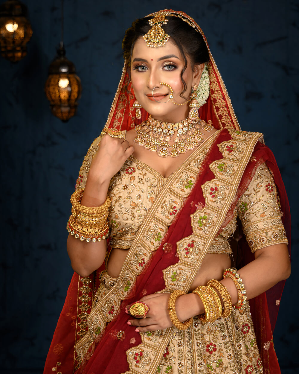 Satin Bridal Lehenga - Merun, L