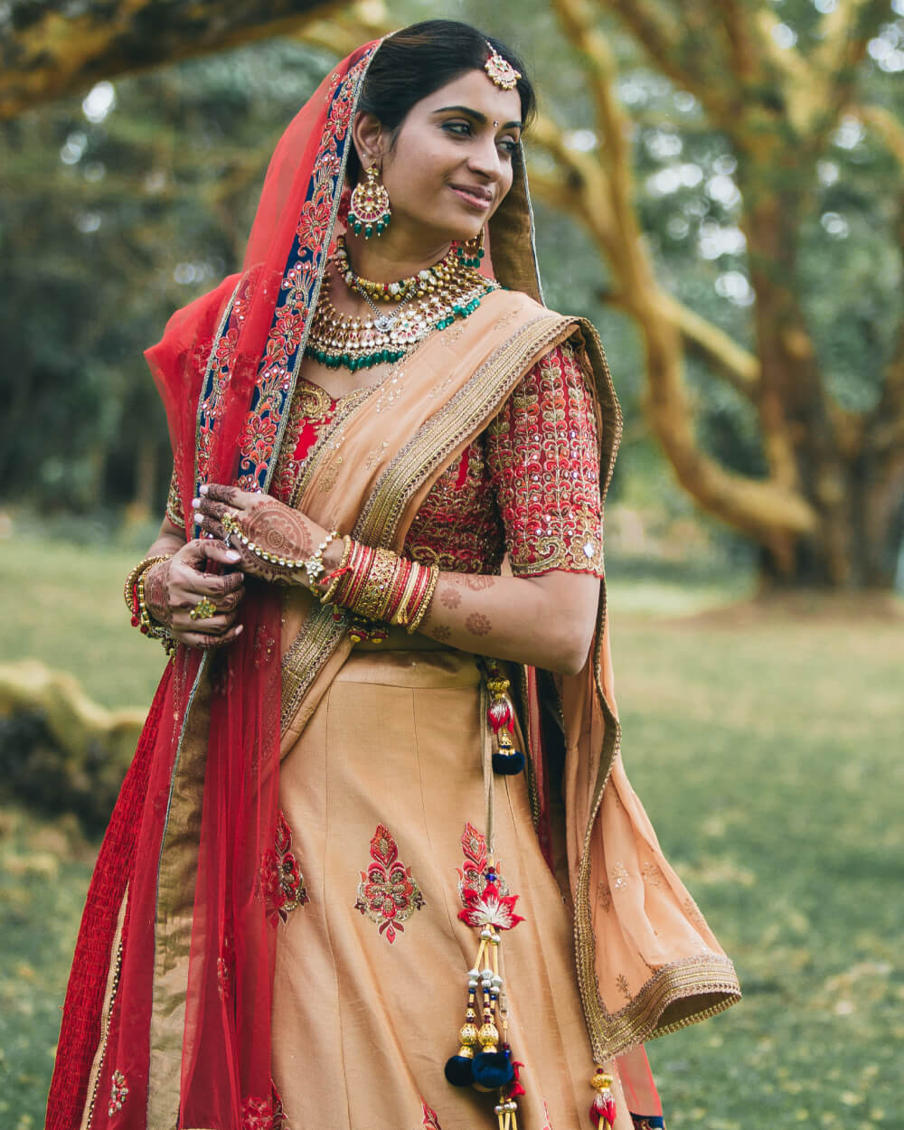 Bridal Wedding Saree - Gray, S