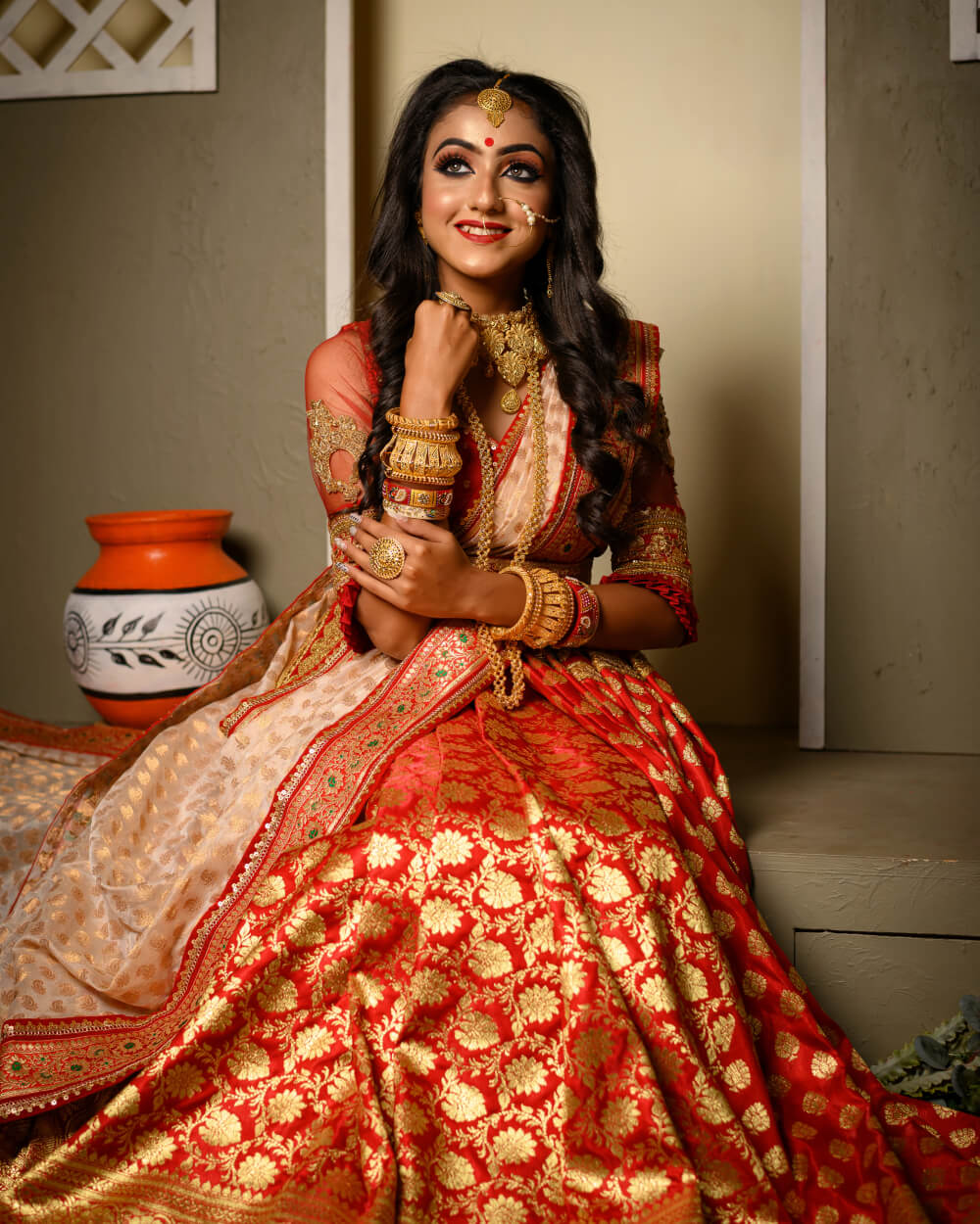 Bengali Bridal Saree - Red, M